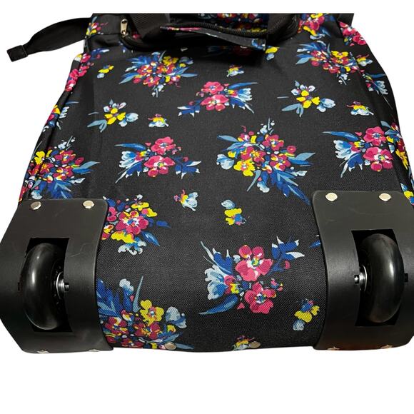 Black floral wheeling everyday travel bag large NWT - Picture 2 of 7